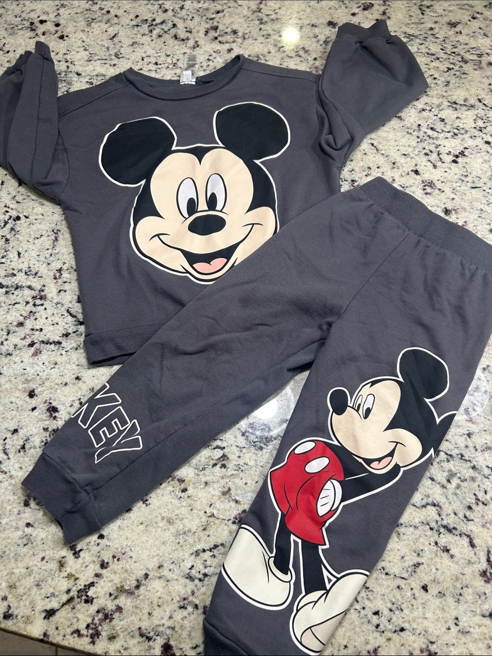 Disney Charcoal Mickey Mouse lounge Set with Red Shorts Graphic